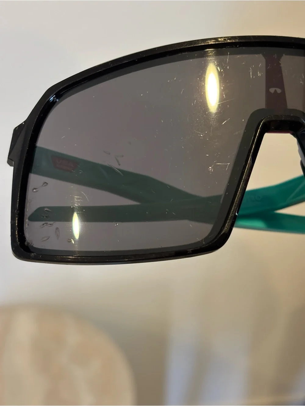 Oakley Sutro Oversized Shield Sunglasses in Black with Teal Temples